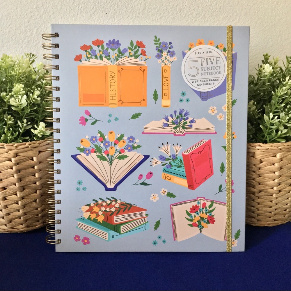 Flowers and Books Spiral Notebook